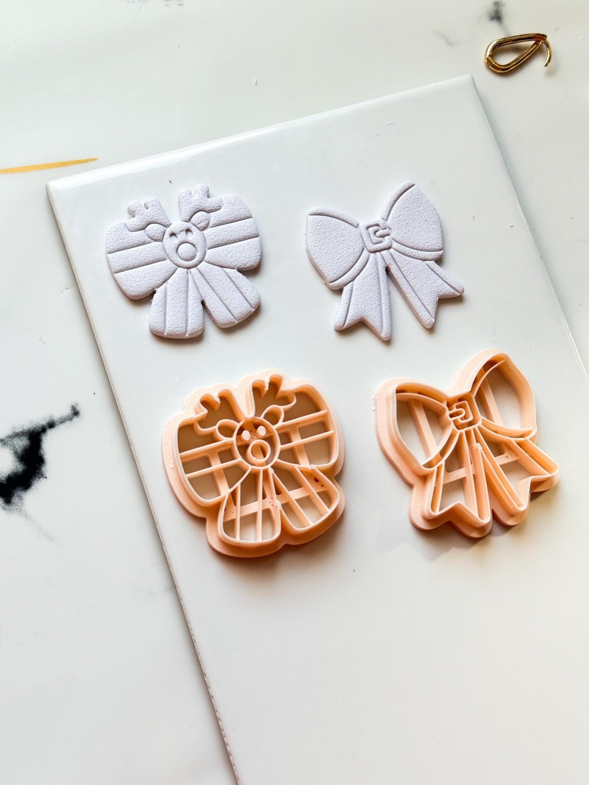 Christmas Bow Clay Cutters: Reindeer & Classic Holiday Polymer Clay Tools