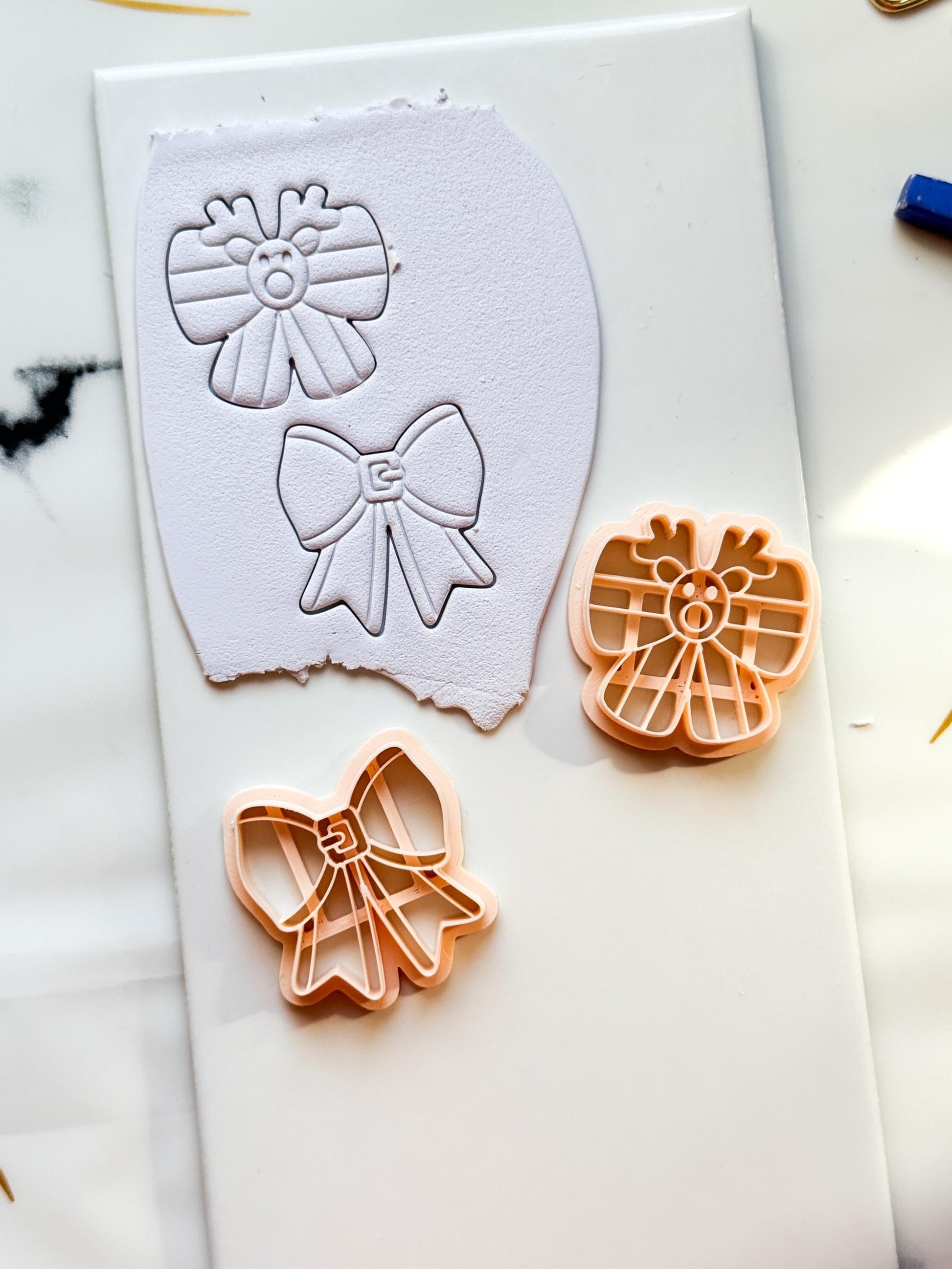 Christmas Bow Clay Cutters: Reindeer & Classic Holiday Polymer Clay Tools