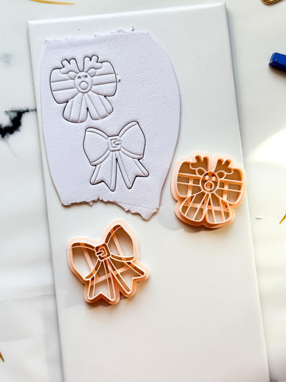 Christmas Bow Clay Cutters: Reindeer & Classic Holiday Polymer Clay Tools