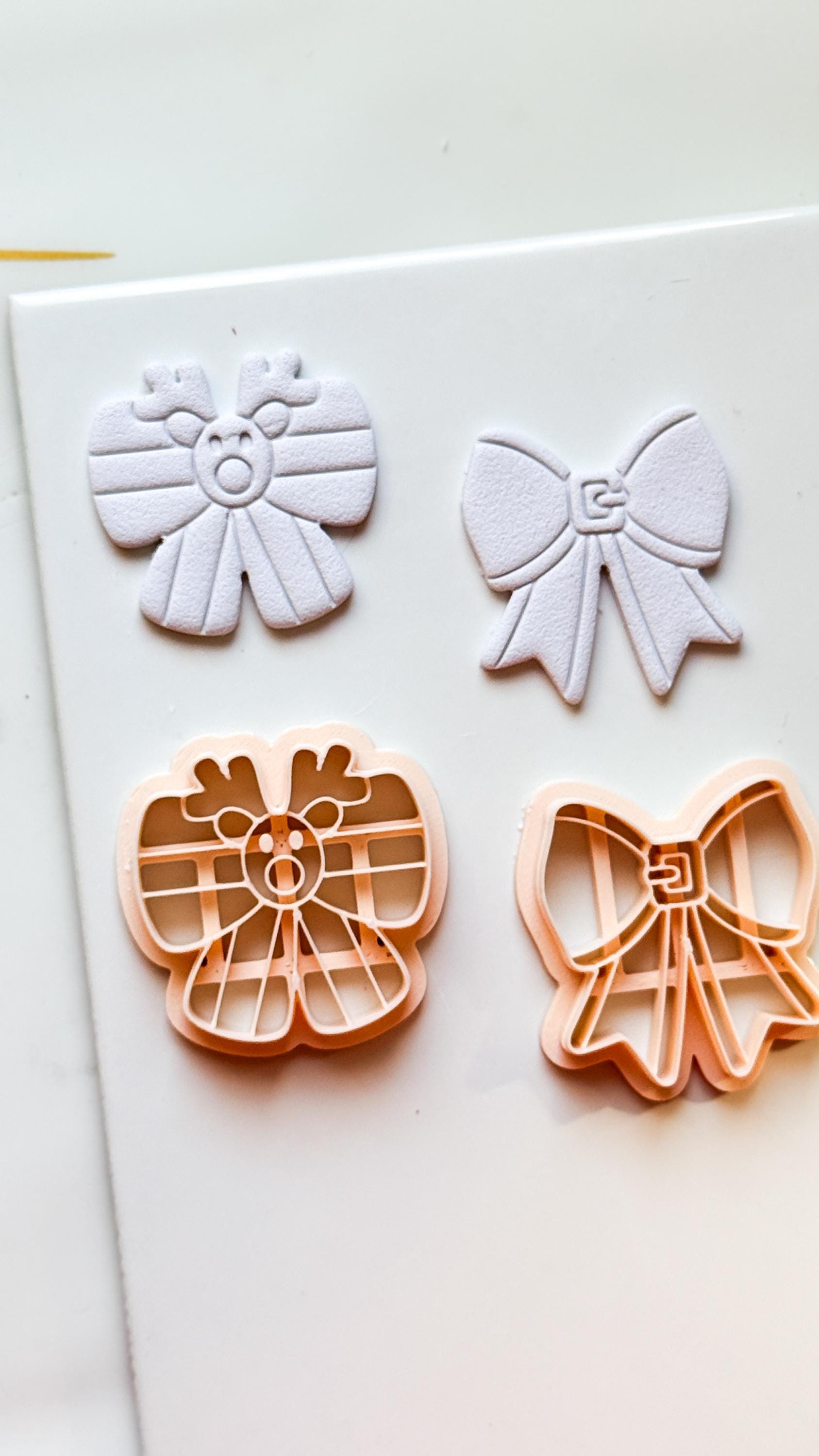 Christmas Bow Clay Cutters: Reindeer & Classic Holiday Polymer Clay Tools