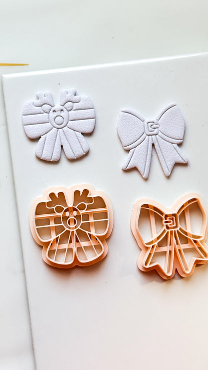 Christmas Bow Clay Cutters: Reindeer & Classic Holiday Polymer Clay Tools