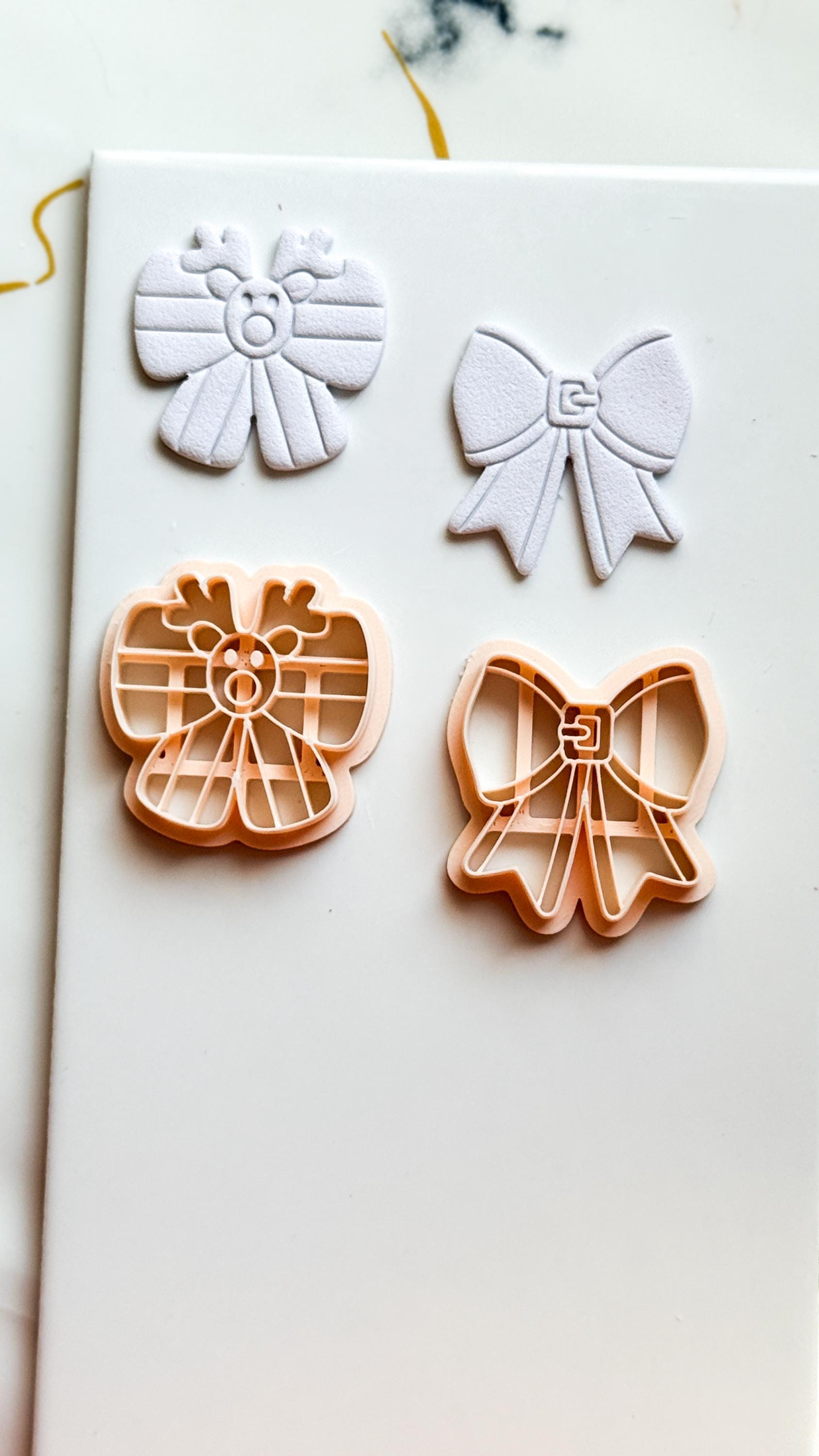 Christmas Bow Clay Cutters: Reindeer & Classic Holiday Polymer Clay Tools