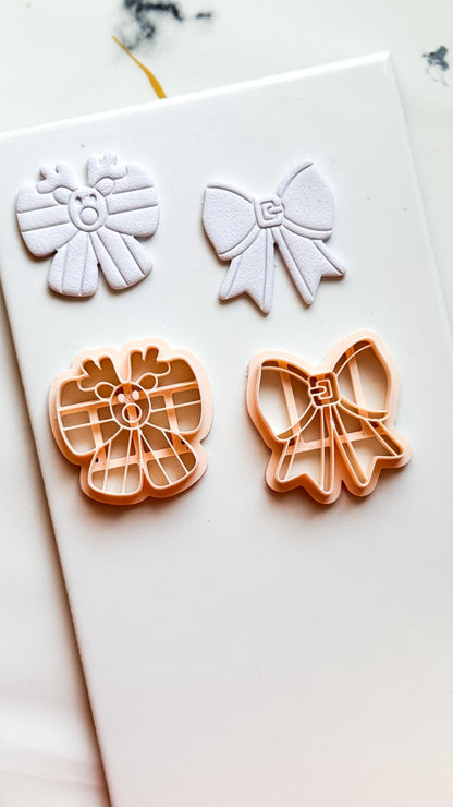 Christmas Bow Clay Cutters: Reindeer & Classic Holiday Polymer Clay Tools