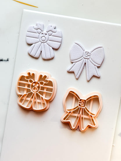 Christmas Bow Clay Cutters: Reindeer & Classic Holiday Polymer Clay Tools