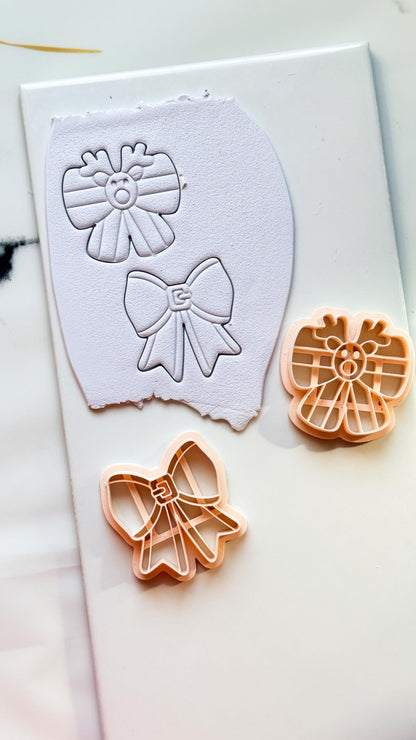 Christmas Bow Clay Cutters: Reindeer & Classic Holiday Polymer Clay Tools