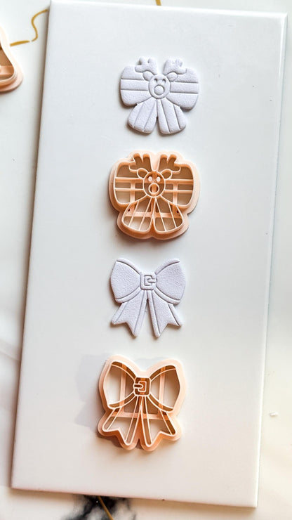 Christmas Bow Clay Cutters: Reindeer & Classic Holiday Polymer Clay Tools