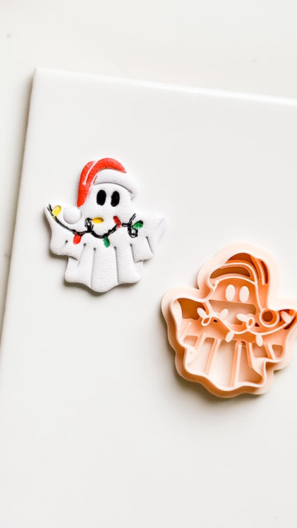 Christmas Ghost Clay Cutter: Festive Polymer Clay Emboss and Cut Tool