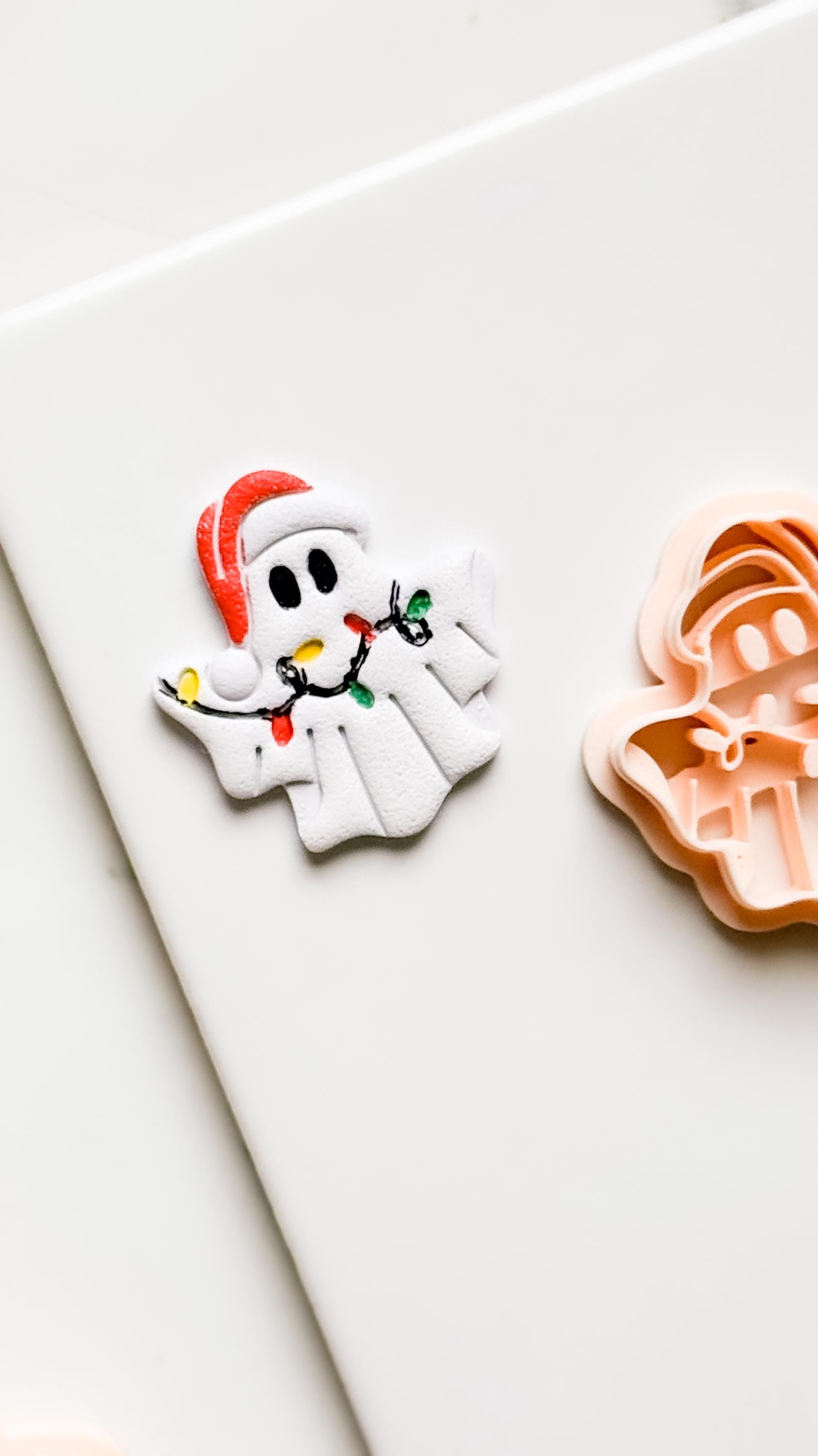 Christmas Ghost Clay Cutter: Festive Polymer Clay Emboss and Cut Tool