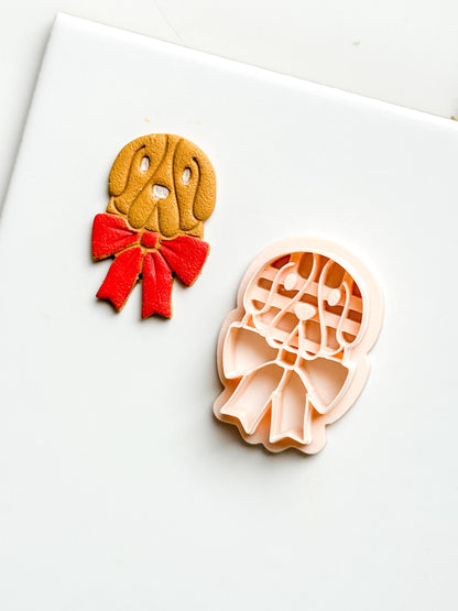 Basset Hound Clay Cutter: Dog with Bow Polymer Clay