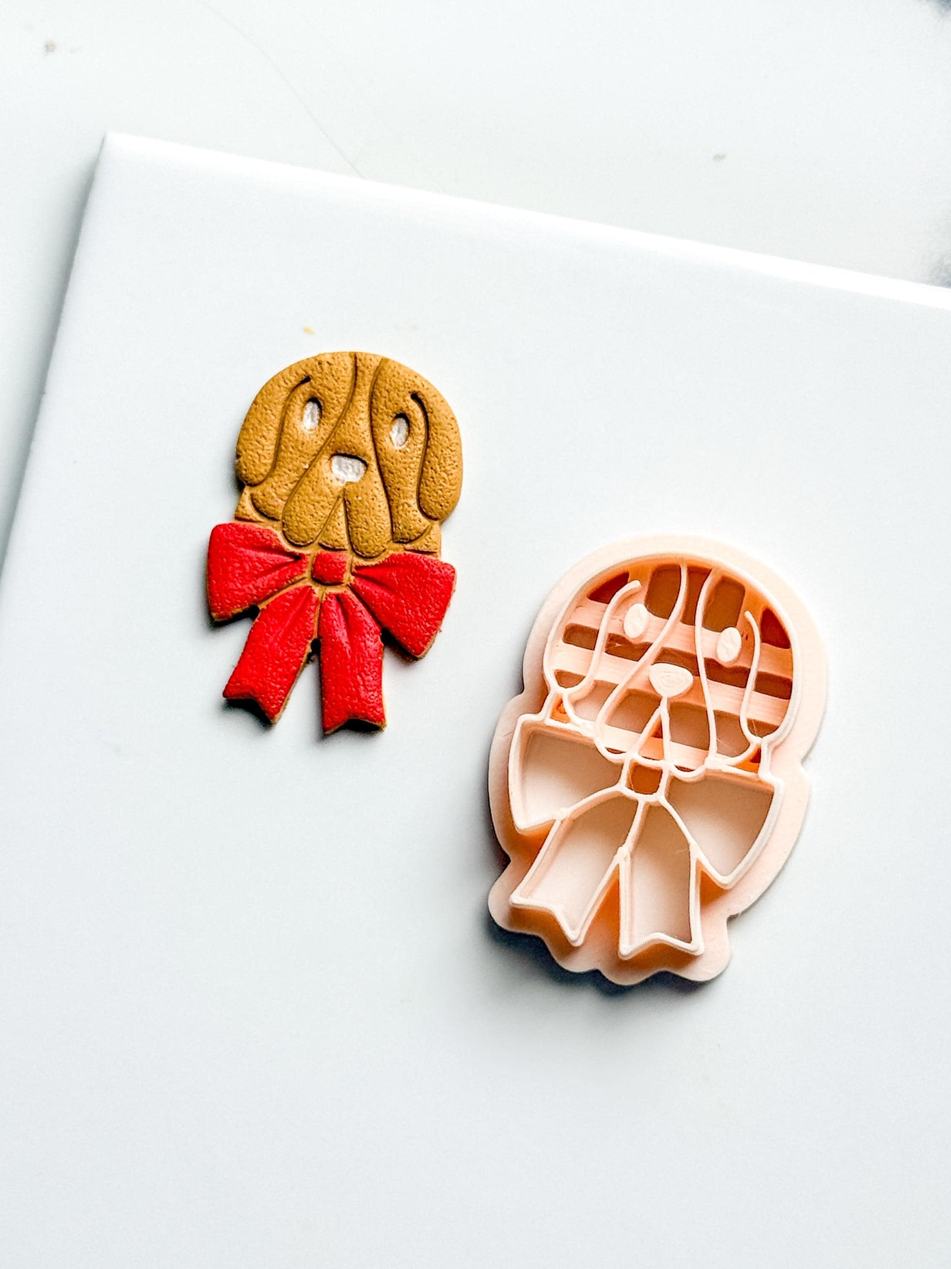 Basset Hound Clay Cutter: Dog with Bow Polymer Clay