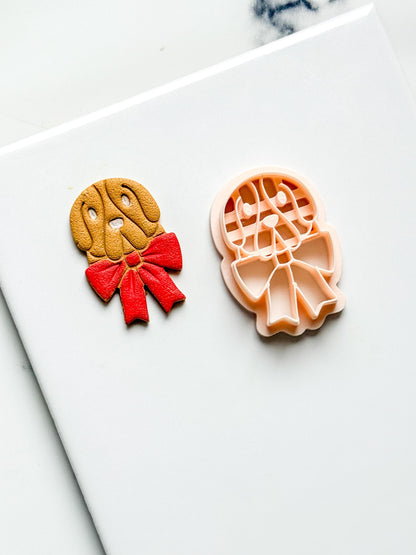 Basset Hound Clay Cutter: Dog with Bow Polymer Clay