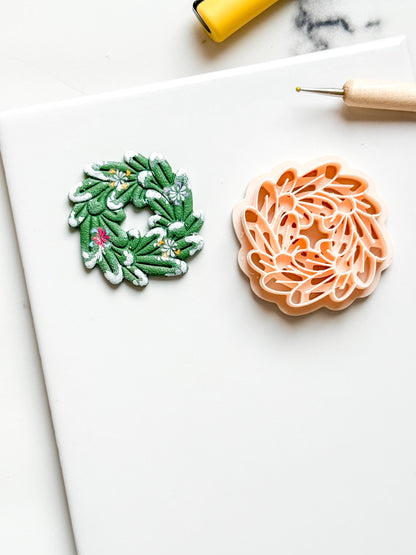 Christmas Wreath Clay Cutter Set: Bow and Leaf Polymer Clay Tools