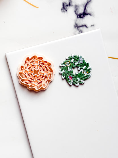 Christmas Wreath Clay Cutter Set: Bow and Leaf Polymer Clay Tools