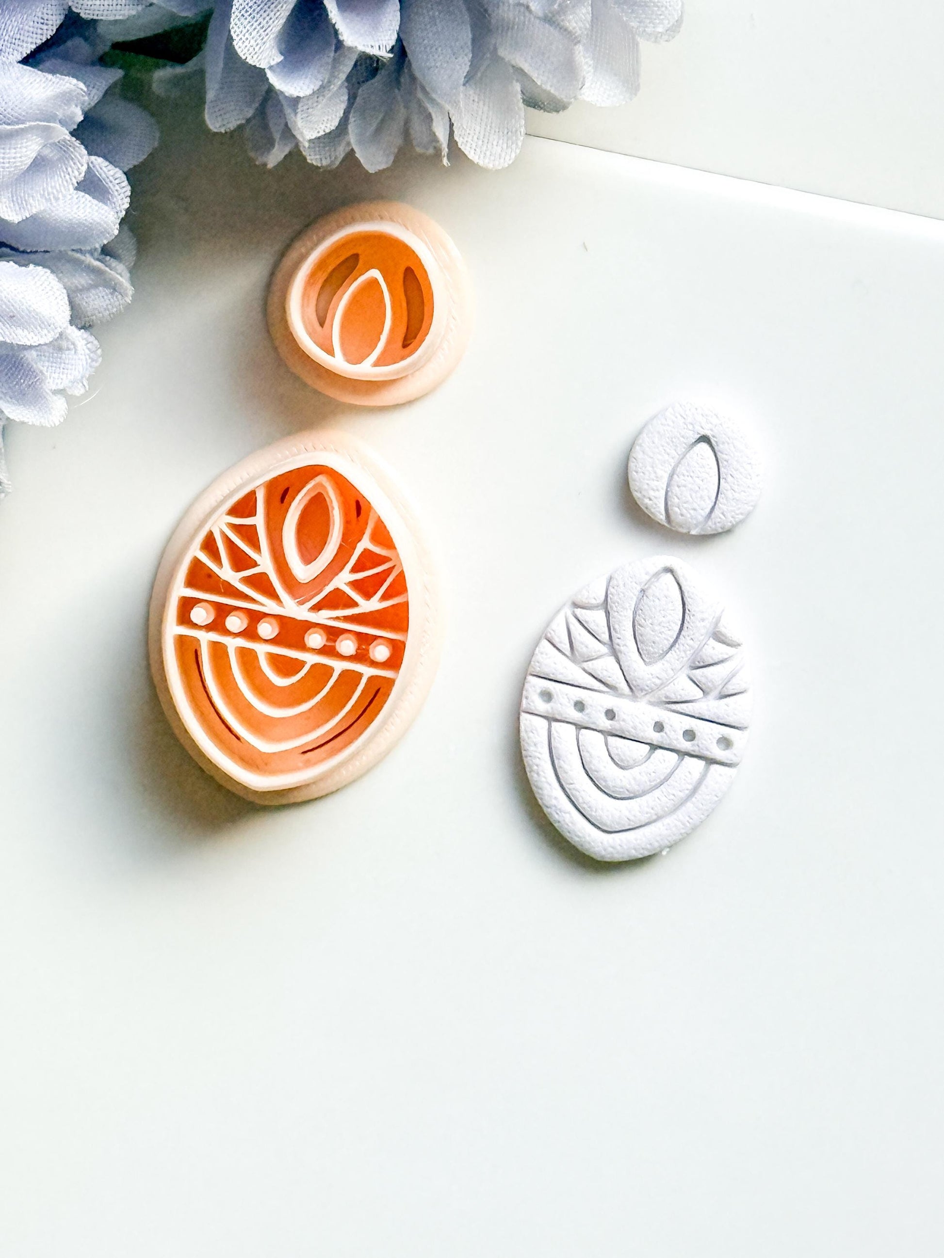 Savanna Oval Clay Cutter Set: Geometric Tribal Polymer Clay Tools