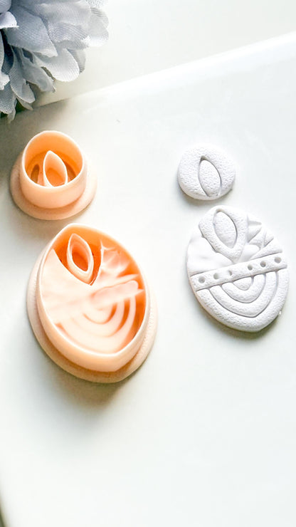 Savanna Oval Clay Cutter Set: Geometric Tribal Polymer Clay Tools