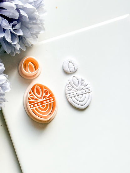 Savanna Oval Clay Cutter Set: Geometric Tribal Polymer Clay Tools