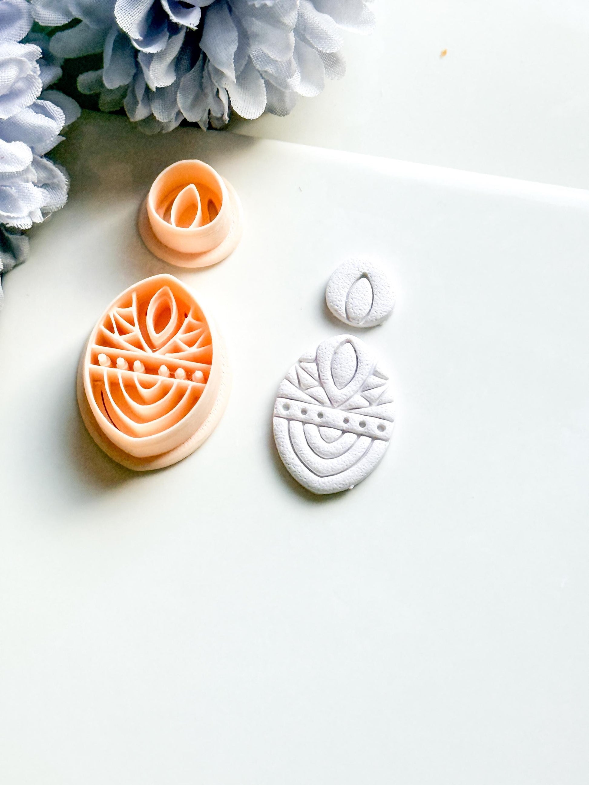 Savanna Oval Clay Cutter Set: Geometric Tribal Polymer Clay Tools