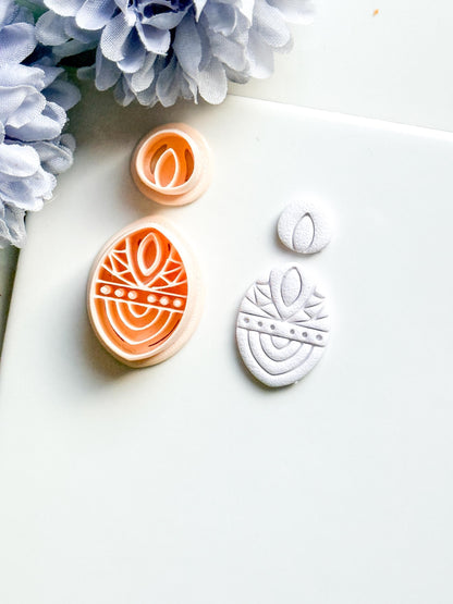 Savanna Oval Clay Cutter Set: Geometric Tribal Polymer Clay Tools