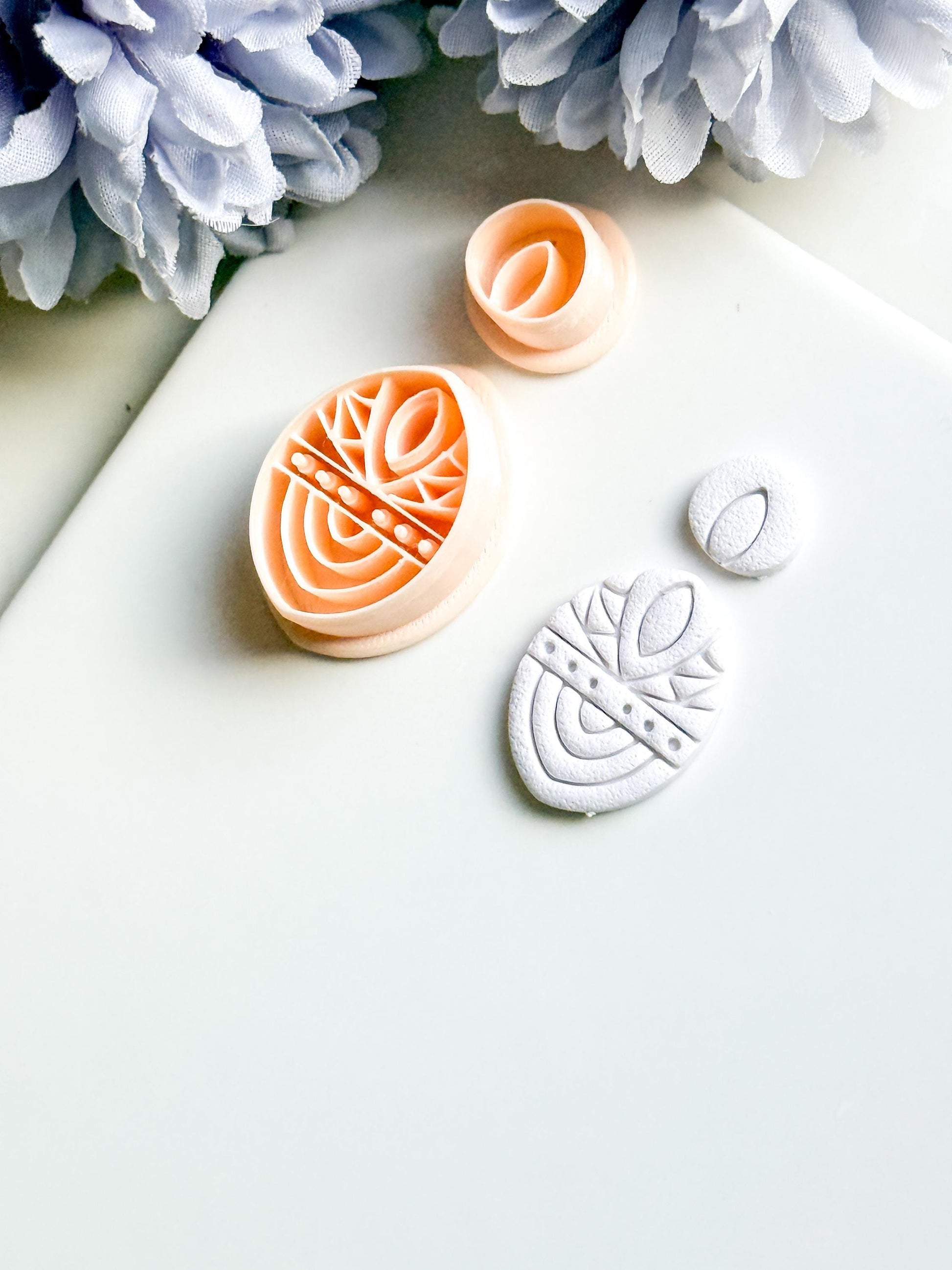 Savanna Oval Clay Cutter Set: Geometric Tribal Polymer Clay Tools