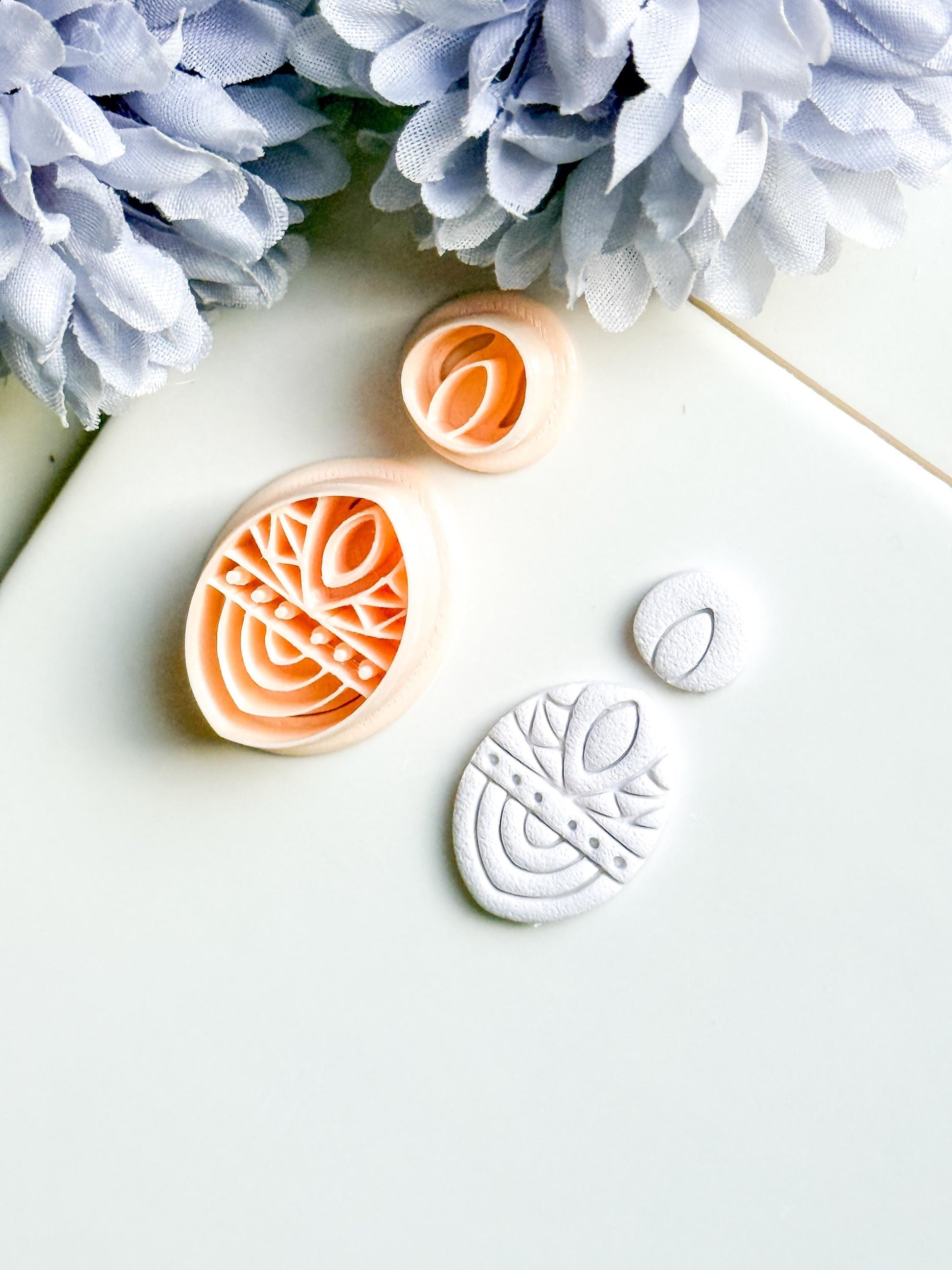 Savanna Oval Clay Cutter Set: Geometric Tribal Polymer Clay Tools