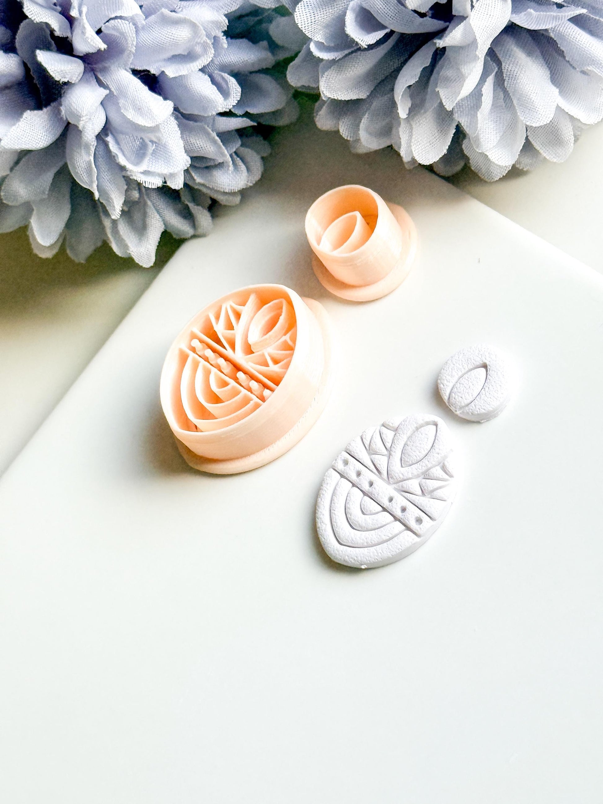 Savanna Oval Clay Cutter Set: Geometric Tribal Polymer Clay Tools