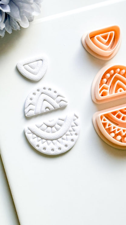 Savanna Half Moon Clay Cutter Set: Tribal Crescent Polymer Clay Tools