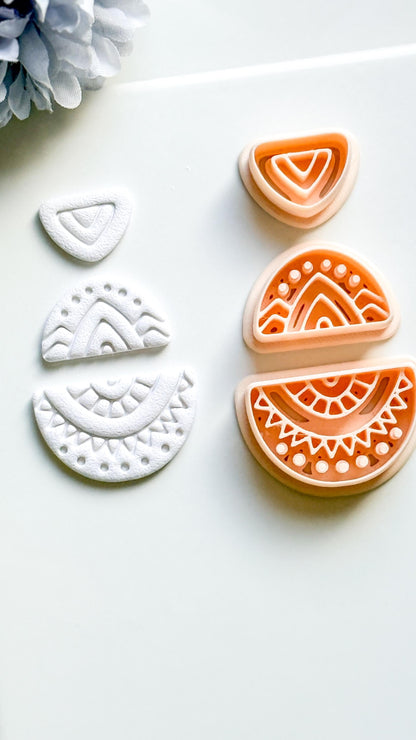 Savanna Half Moon Clay Cutter Set: Tribal Crescent Polymer Clay Tools
