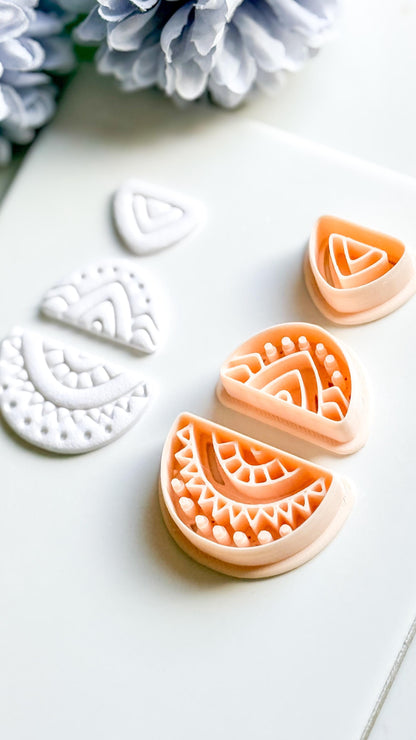 Savanna Half Moon Clay Cutter Set: Tribal Crescent Polymer Clay Tools
