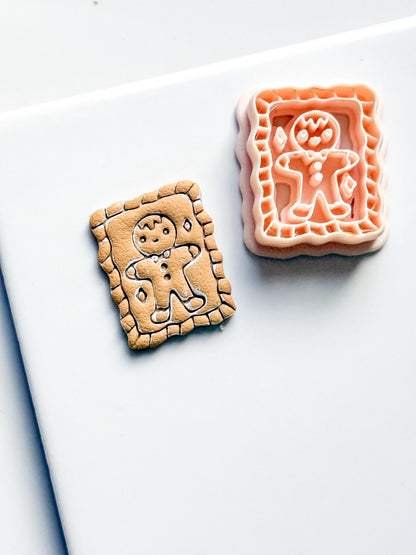 Gingerbread Stamp Clay Cutter: Wavy Edge Holiday Polymer Clay Tool