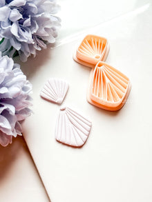 Mariel Polymer Clay Cutter: Layered Fan Shape with Radiating Line Texture