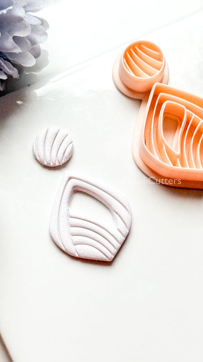 Sylvi Polymer Clay Cutter: Layered Drop Shape with Rounded Line Texture