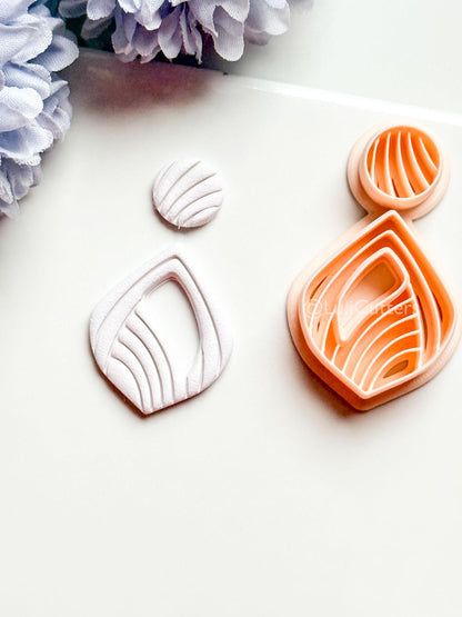 Sylvi Polymer Clay Cutter: Layered Drop Shape with Rounded Line Texture