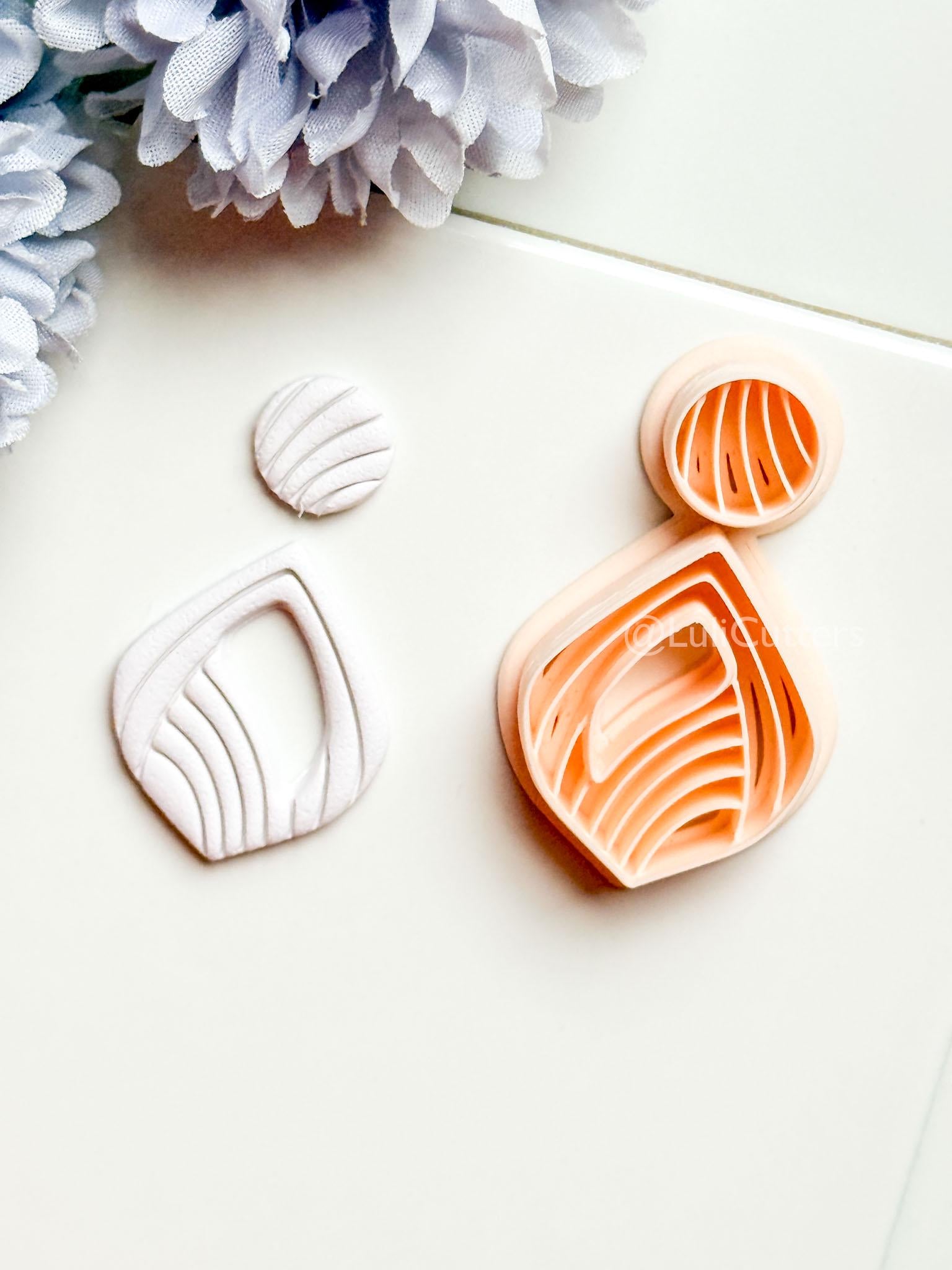 Sylvi Polymer Clay Cutter: Layered Drop Shape with Rounded Line Texture