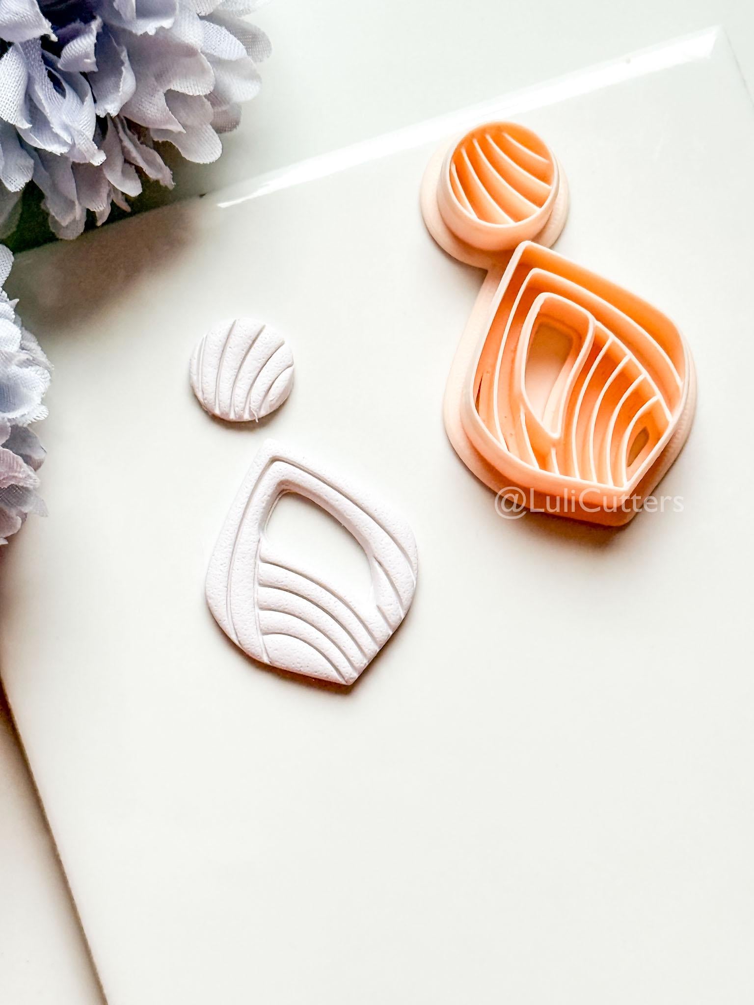 Sylvi Polymer Clay Cutter: Layered Drop Shape with Rounded Line Texture