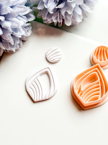 Sylvi Polymer Clay Cutter: Layered Drop Shape with Rounded Line Texture