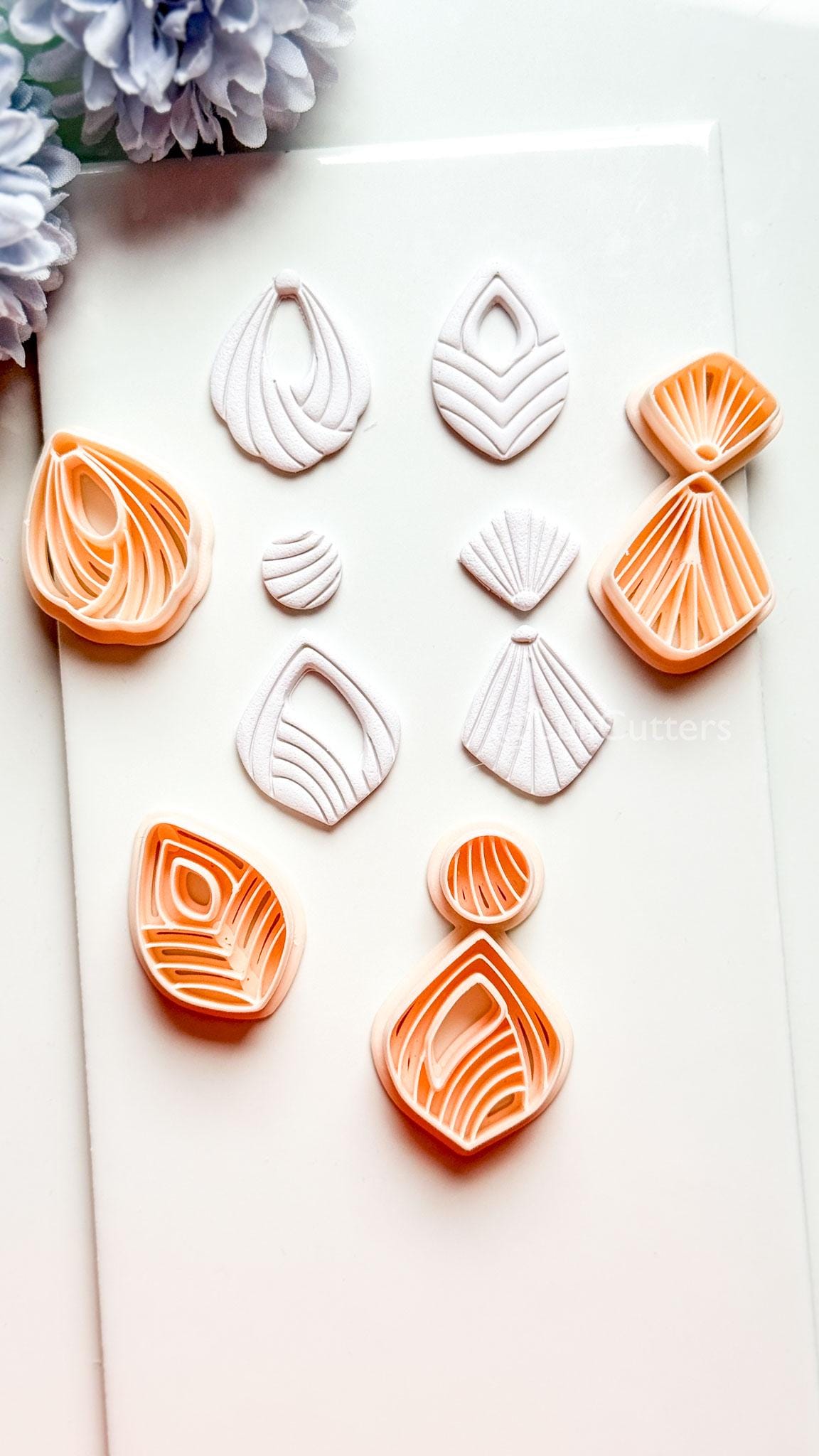 Sylvi Polymer Clay Cutter: Layered Drop Shape with Rounded Line Texture