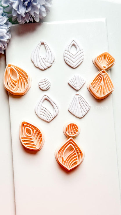 Sylvi Polymer Clay Cutter: Layered Drop Shape with Rounded Line Texture