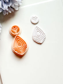 Vea Jo Polymer Clay Cutter: Layered Teardrop Shape with Dot & Line Texture