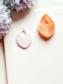 Sia Drop Polymer Clay Cutter: Layered Teardrop Shape with Textured Lines