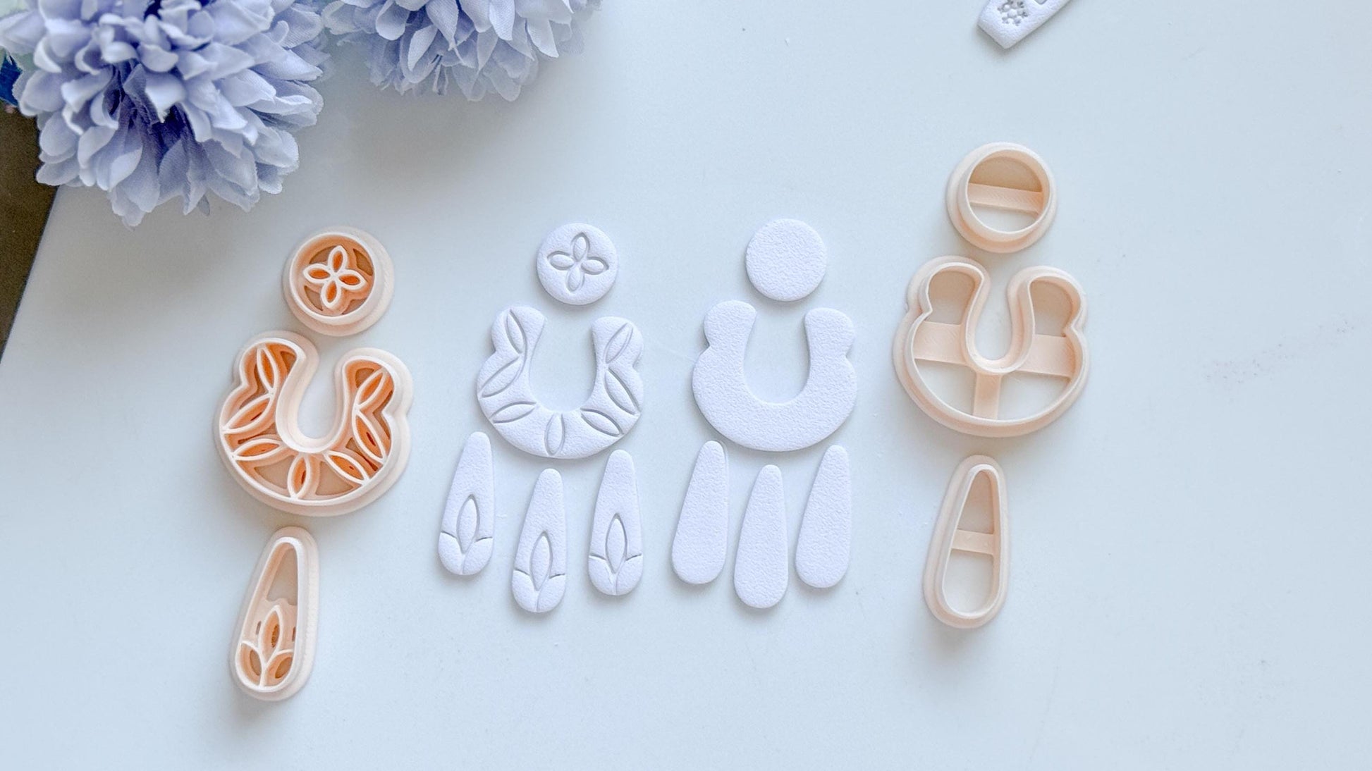 Bare & Bloom Clay Cutter Set: Floral and Plain U Shapes