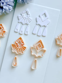 Solar Crest Clay Cutter Set: Geometric Fan and Drop Shapes