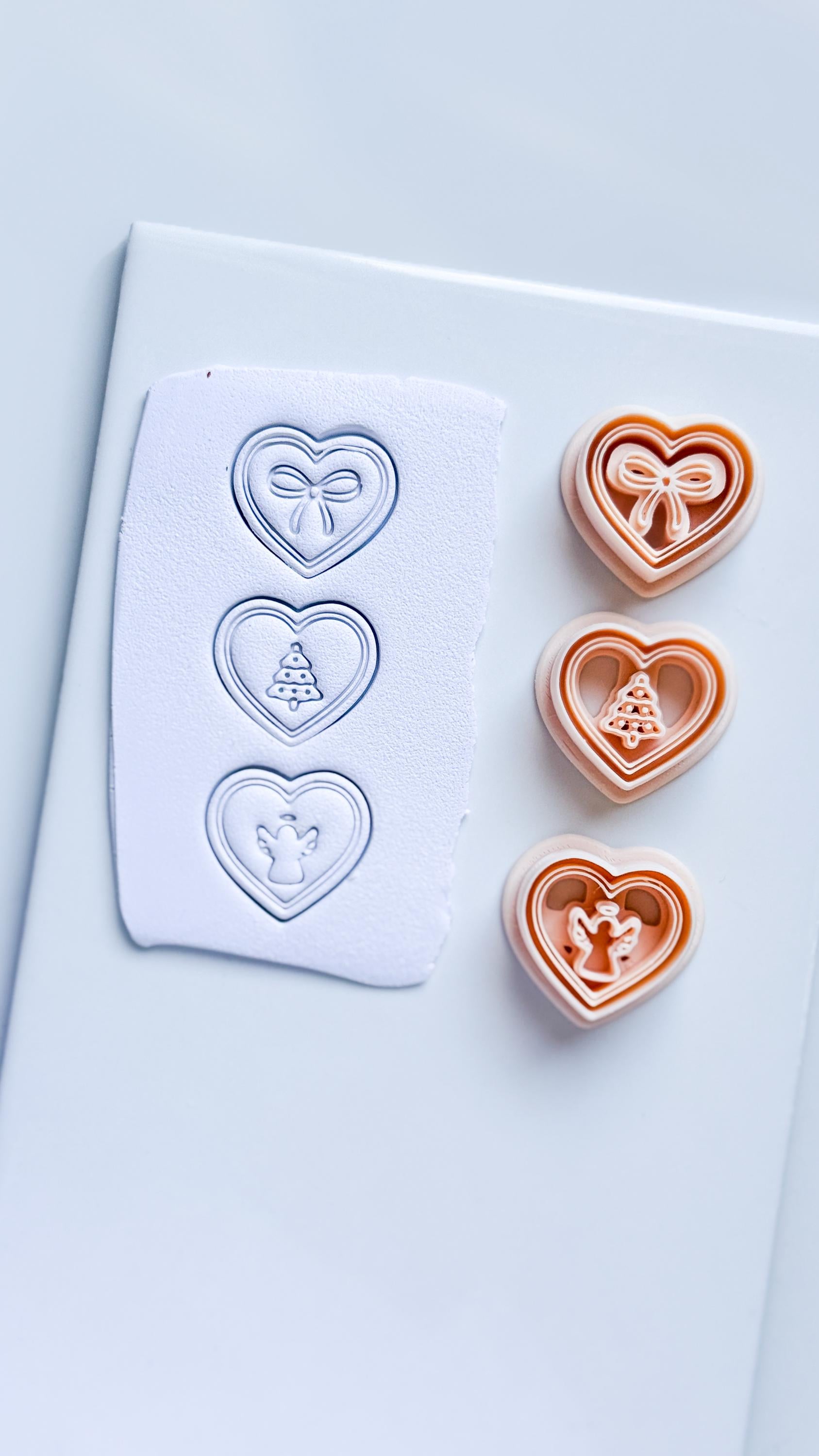 Jingle Hearts Clay Cutters: Christmas Bow, Tree & Angel Designs