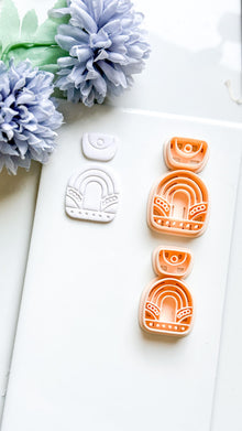 Nova Arch Polymer Clay Cutter: Layered Rainbow Shape with Geometric Topper