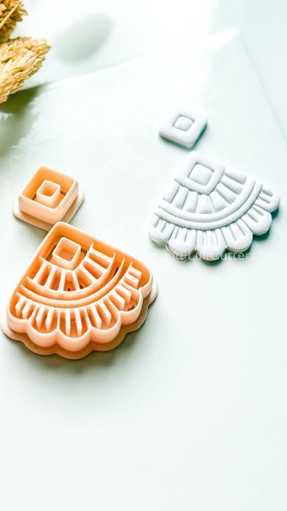 Odette Clay Cutter: Geometric Fan Polymer Clay Earring Shape