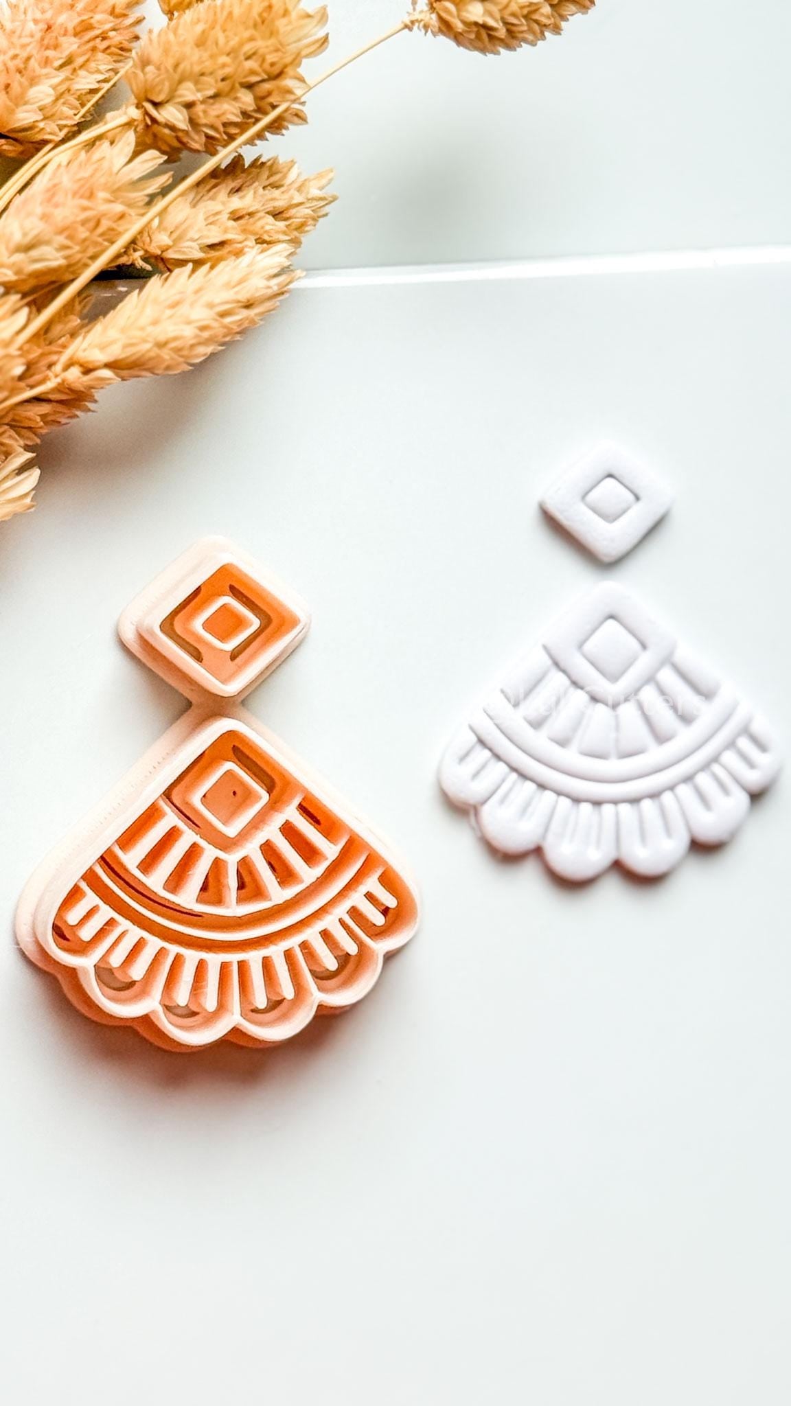 Odette Clay Cutter: Geometric Fan Polymer Clay Earring Shape