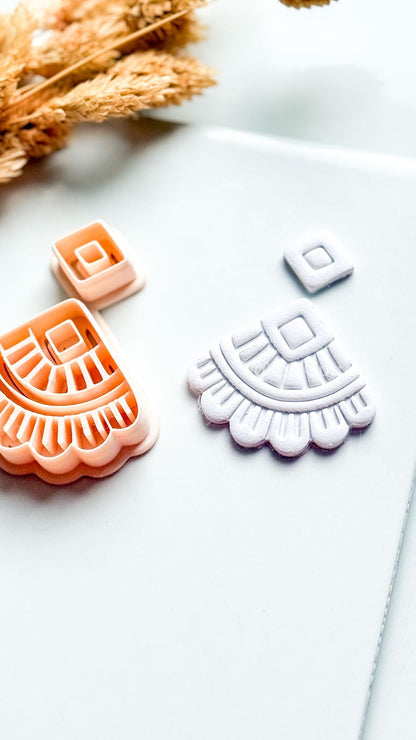 Odette Clay Cutter: Geometric Fan Polymer Clay Earring Shape