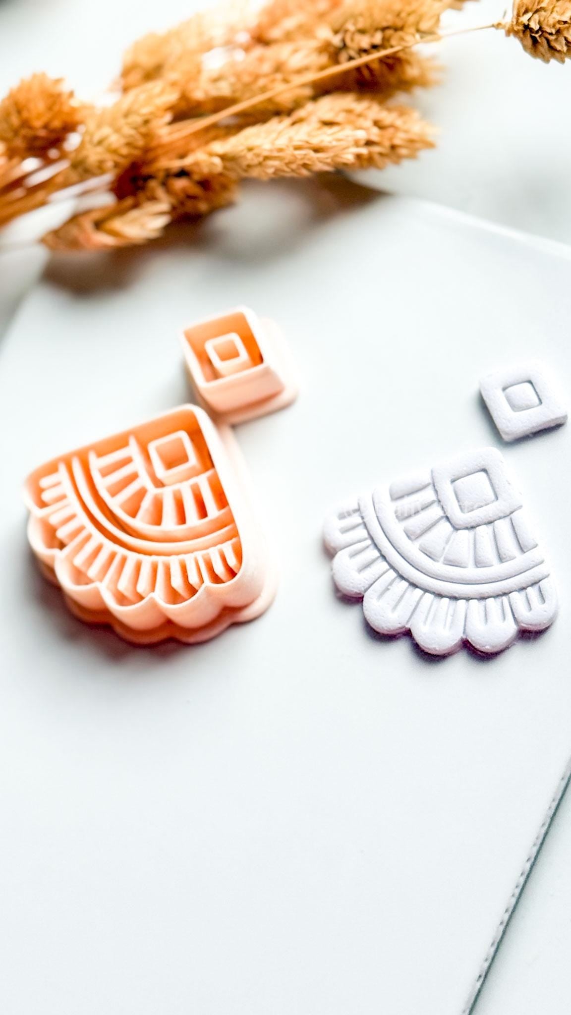Odette Clay Cutter: Geometric Fan Polymer Clay Earring Shape
