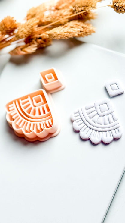 Odette Clay Cutter: Geometric Fan Polymer Clay Earring Shape