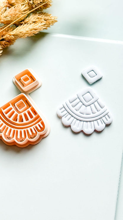 Odette Clay Cutter: Geometric Fan Polymer Clay Earring Shape