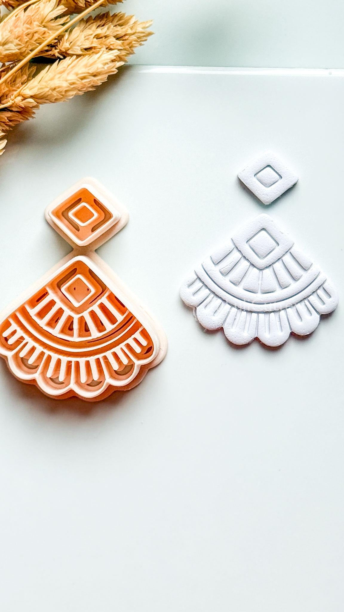 Odette Clay Cutter: Geometric Fan Polymer Clay Earring Shape